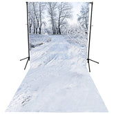 Lofaris White Snowy Scene Green Winter Backdrop For Photo